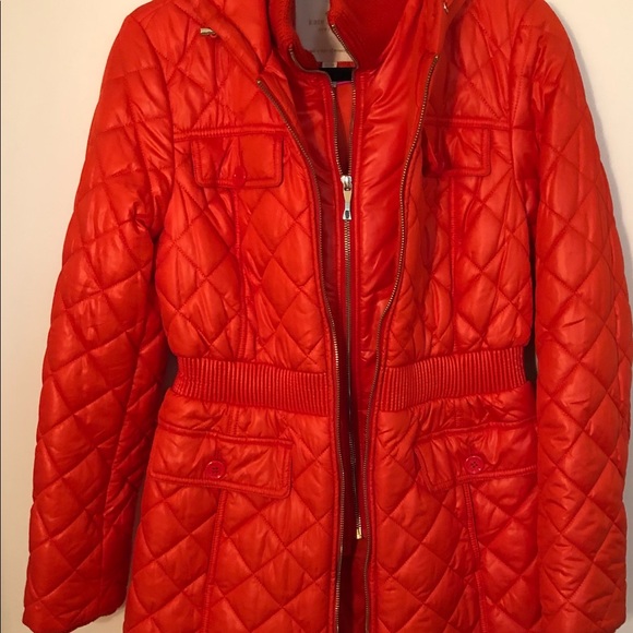 Kate Spade Quilted Puffer Coat with Knit Trim